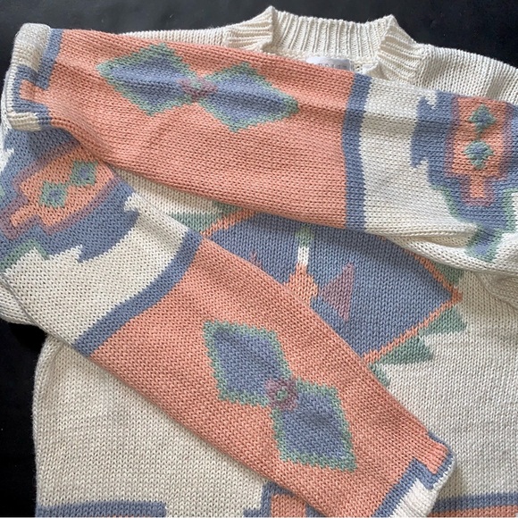 v i n t a g e :: Chunky Aztec Oversized Abstract Retro Knit Sweater - Picture 8 of 14